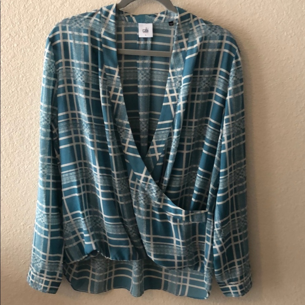 Cabi blue and cream blouse. Size L